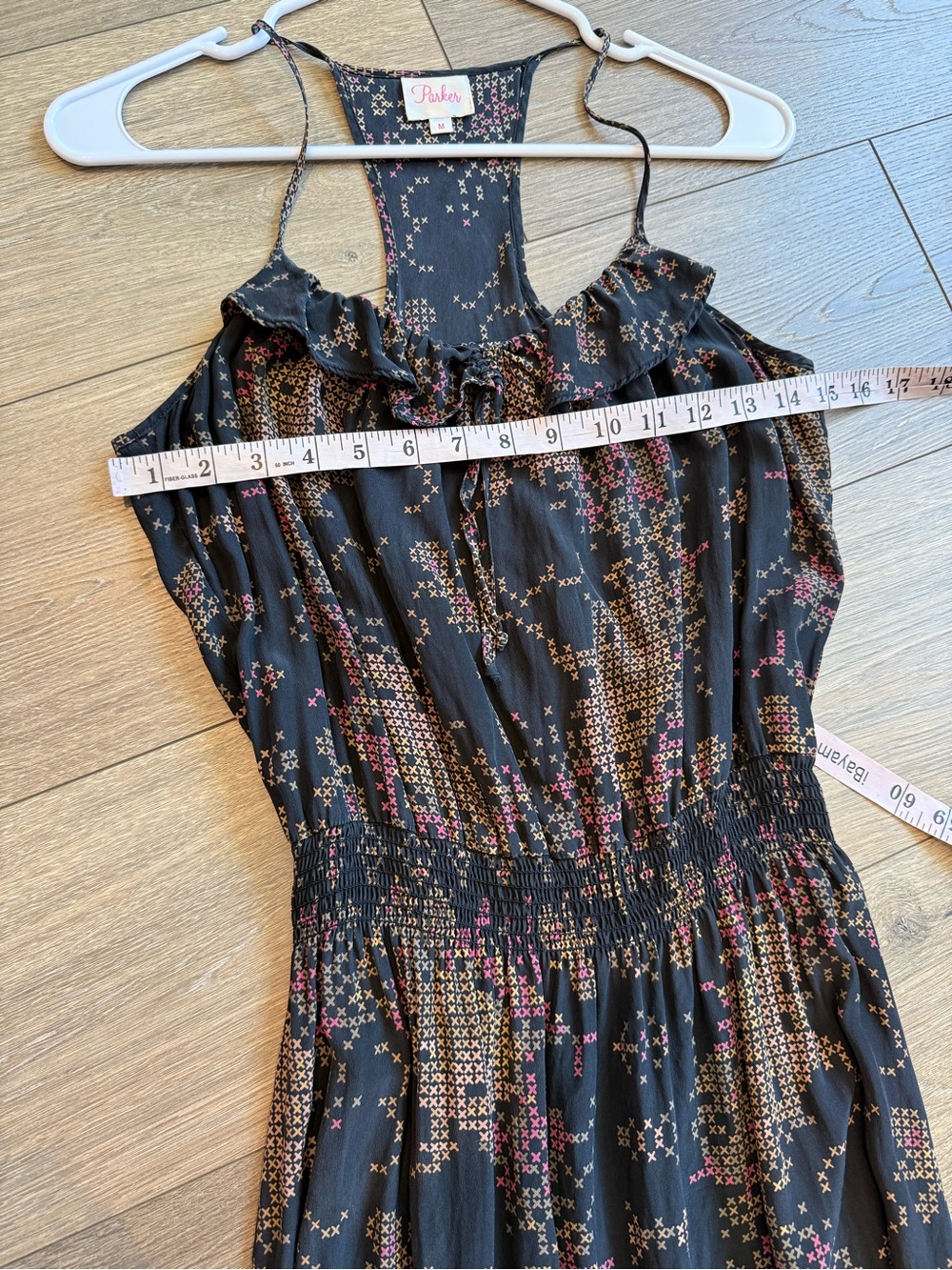Parker Black Floral-Print Silk Maxi Dress Size Medium - Picture 8 of 12